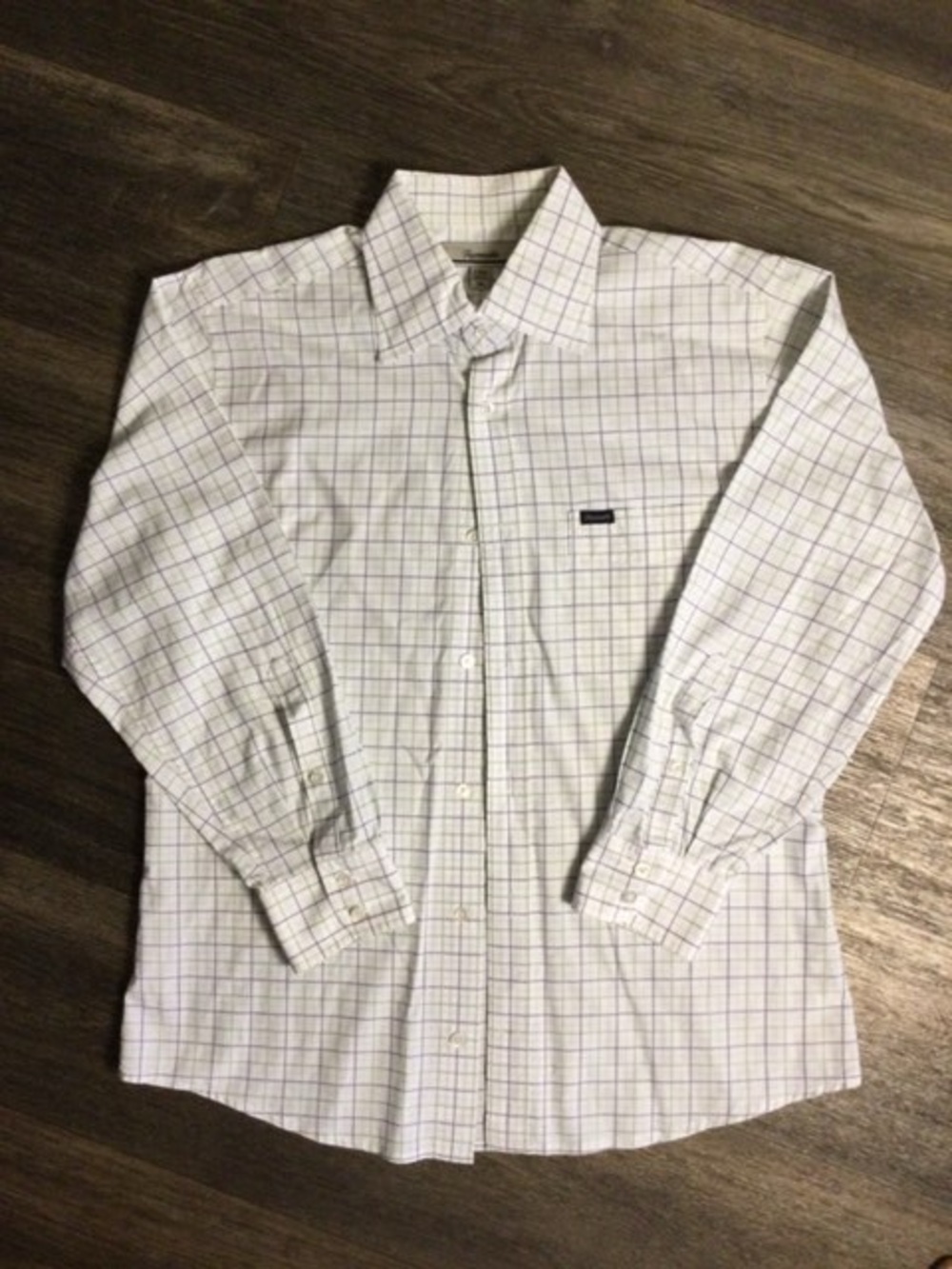 Faconnable White Shirt with Blue and green Windowpane Checker
